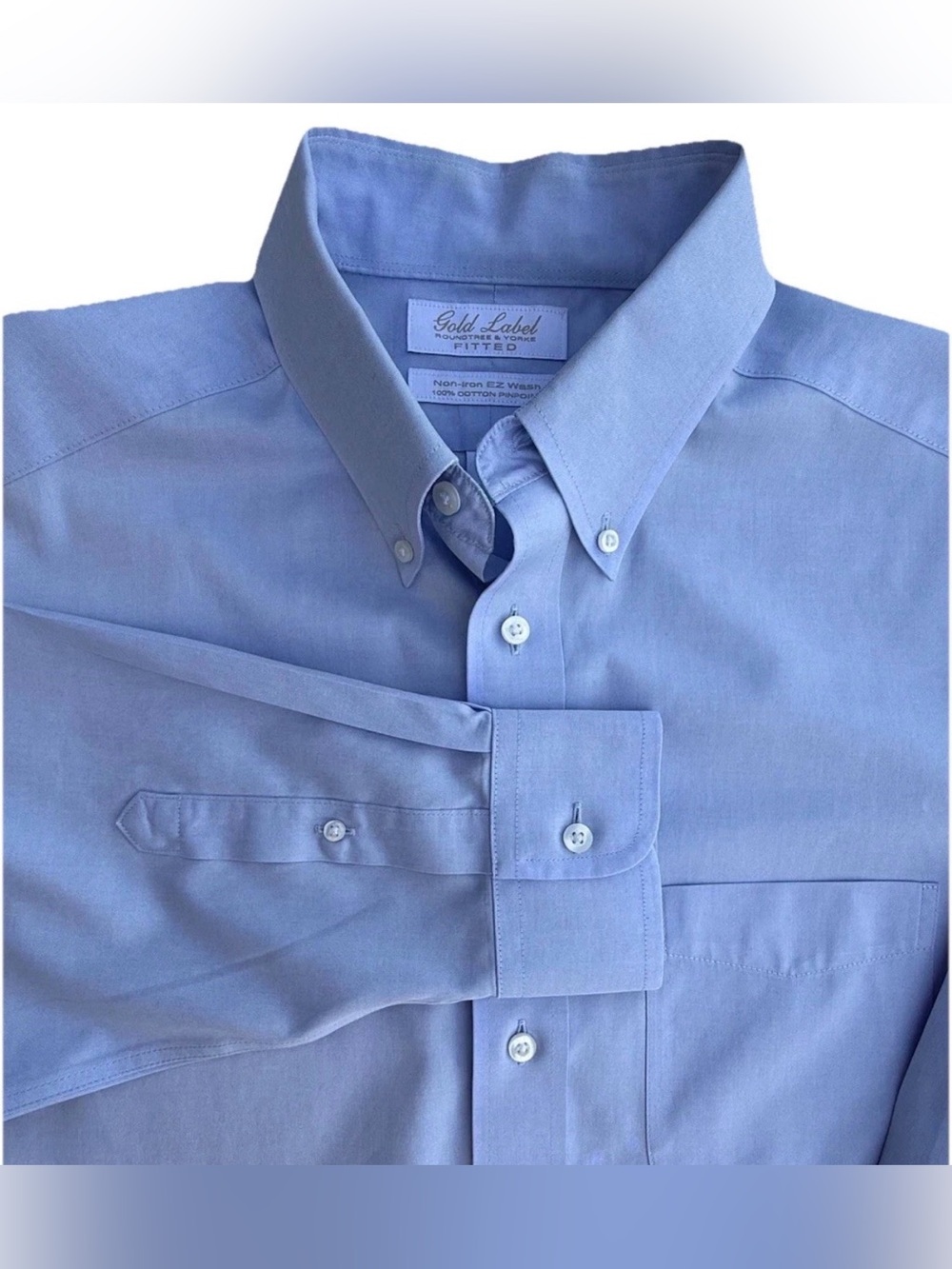 Roundtree & Yorke Gold Label Blue Pinpoint Oxford Dress Shirt Men’s 16 32